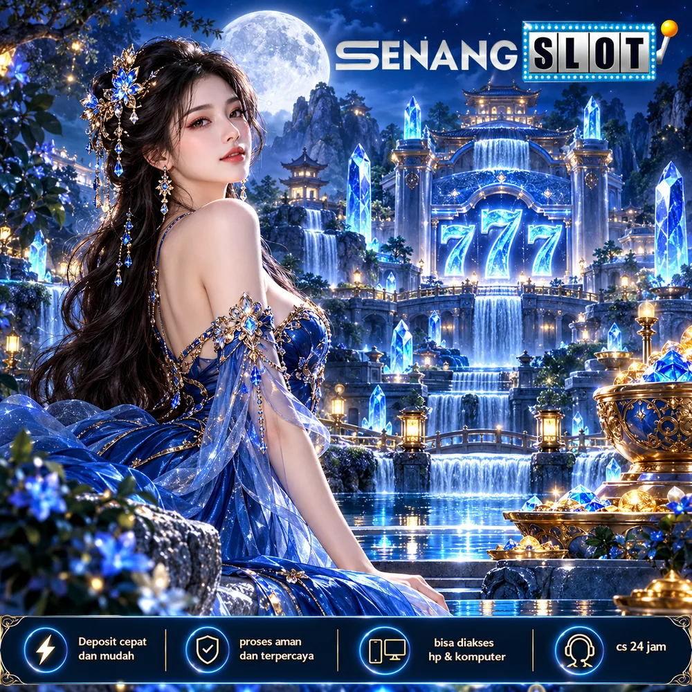 Poster promosi SENANGSLOT ilustrasi fantasi biru elektrik dengan gambar lengkap